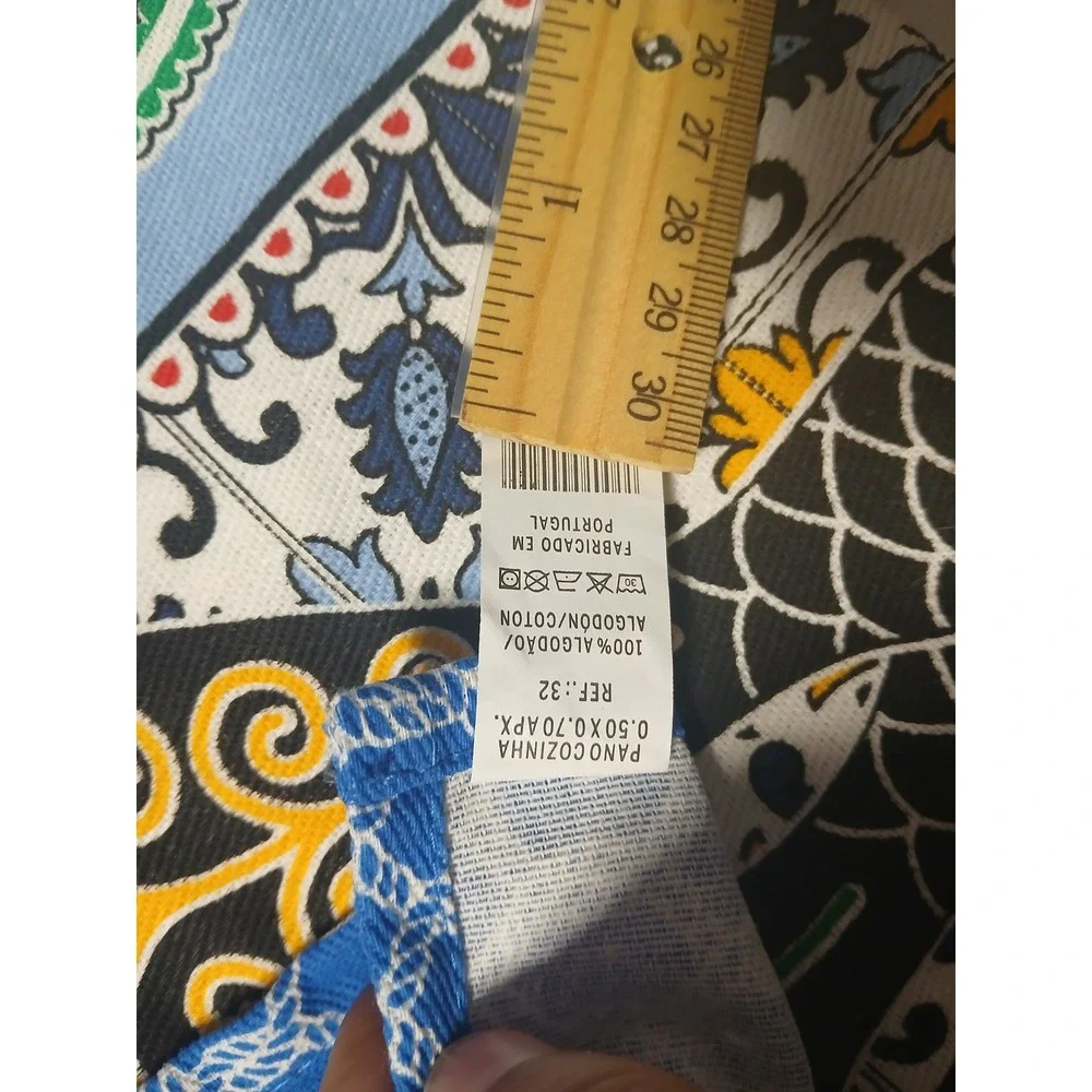 PM Lar Portugal Cotton Tea Towel Blue Sardine Tile Print Kitchen Dish Cloth